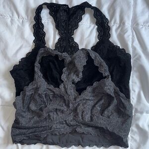 Elegant Lace Bralette Set - Black and Gray
